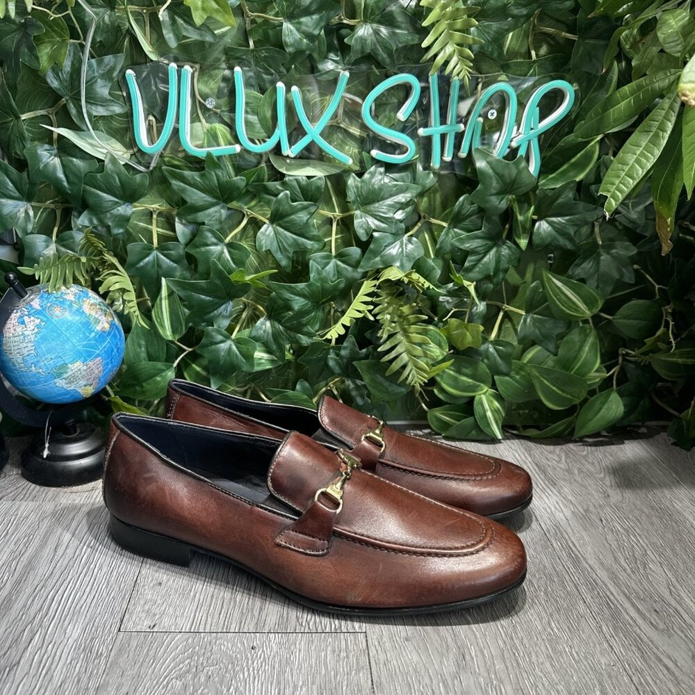 DUCA penny Loafers Brown Leather Men’s Dress Slip On Shoes Size 44